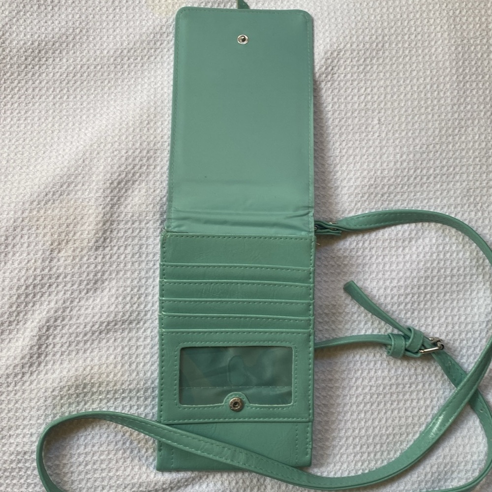 Tiffany blue. Cross body card holder - Picture 2 of 6